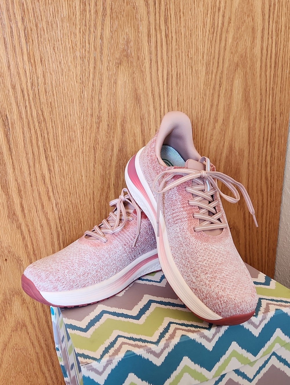 Women's Blush Pink Knit  Sneakers - Cushioned Support